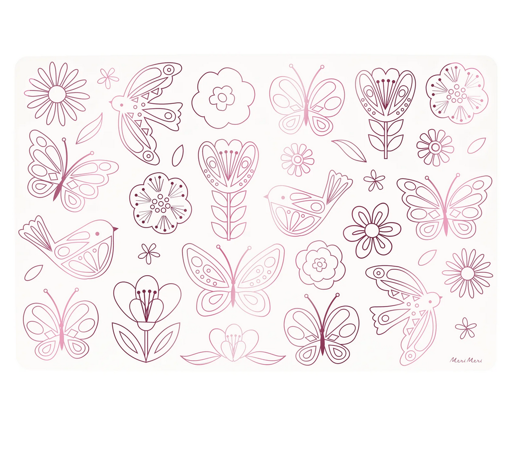 butterflies &amp; flowers coloring placemats