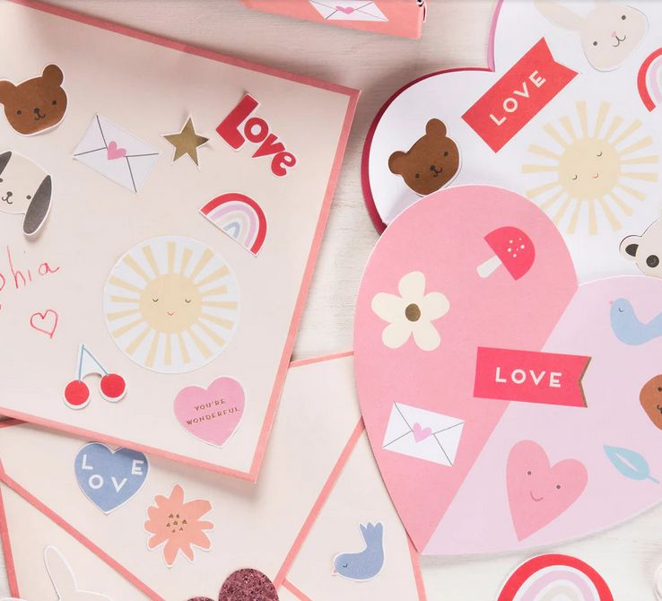 heart concertina valentines &amp; stickers