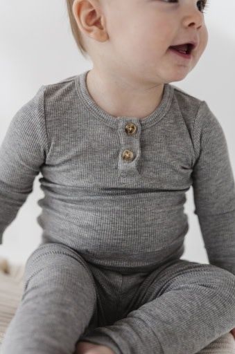 RIBBED HENLEY BODYSUIT SET