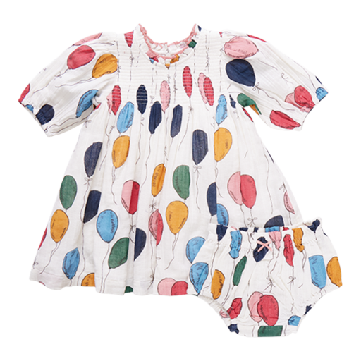 baby girls stevie puff sleeve dress set - balloon bunches