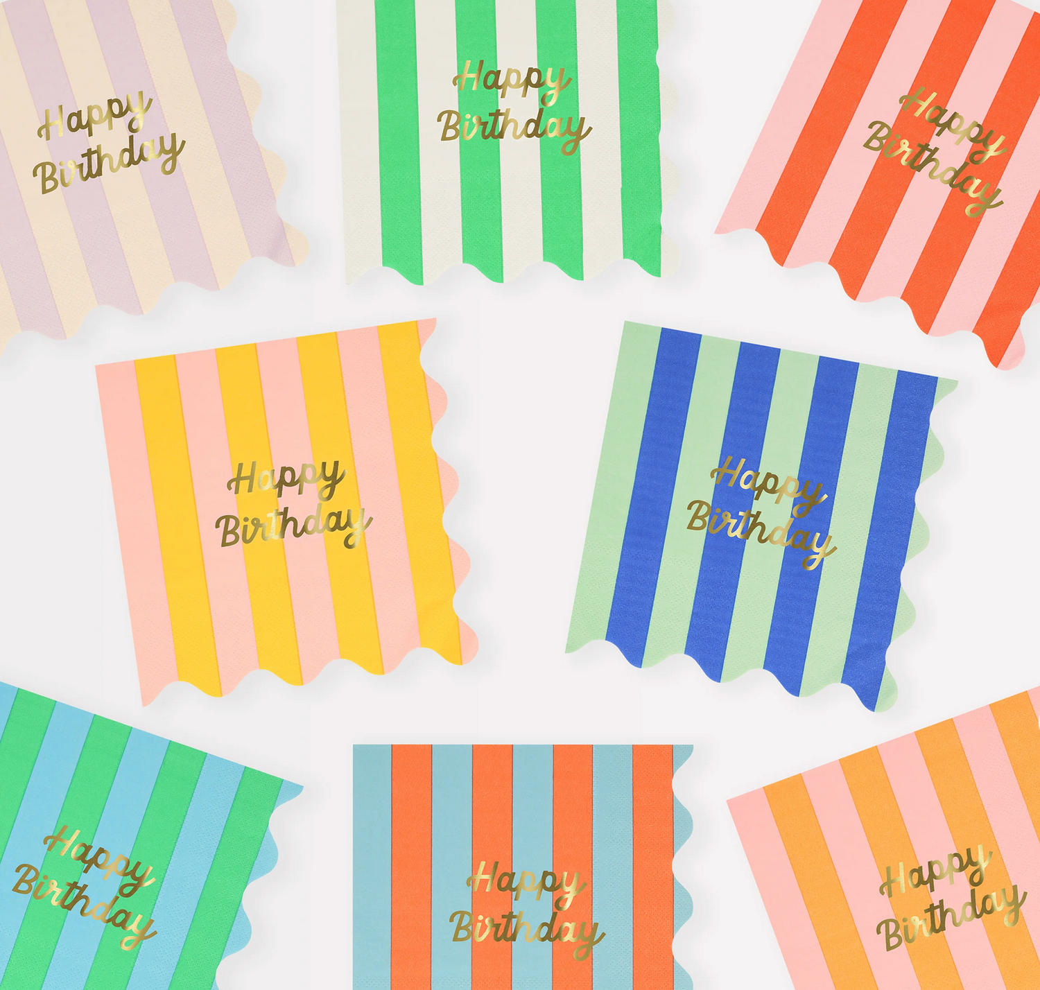 stripe happy birthday large napkins