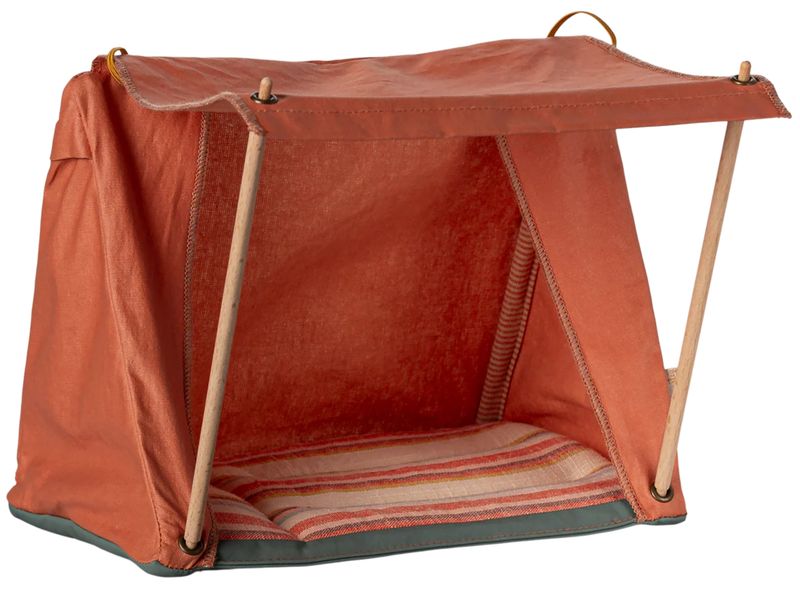 happy camper tent, mouse- orange