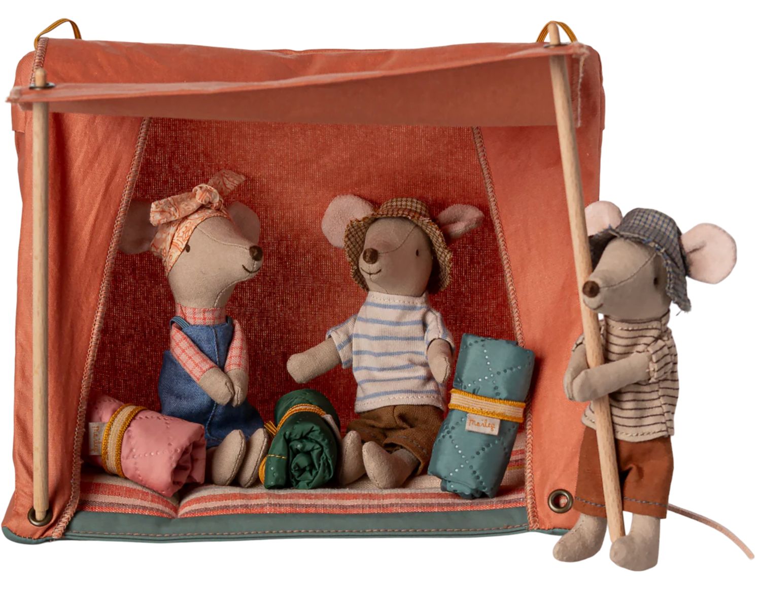 happy camper tent, mouse- orange