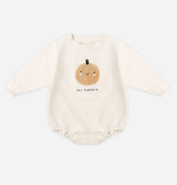 CREWNECK BUBBLE ROMPER || PUMPKIN