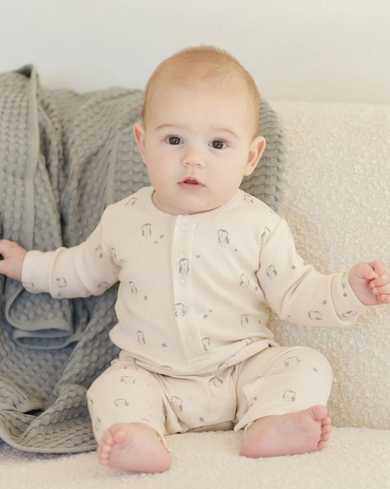 WAFFLE BABY BLANKET || STEEL BLUE