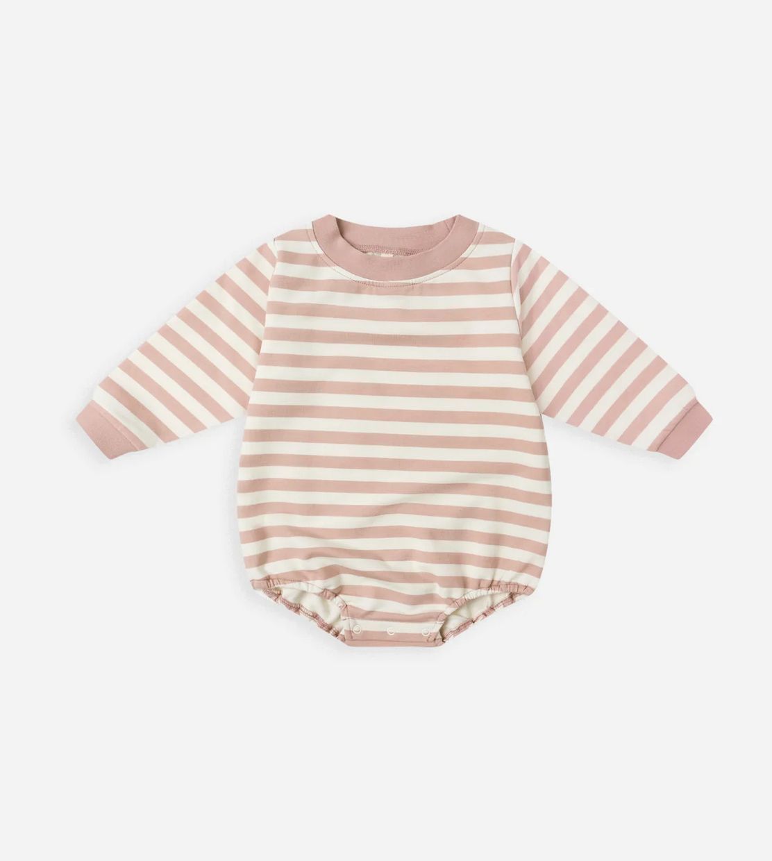 CREWNECK BUBBLE ROMPER || PINK STRIPE