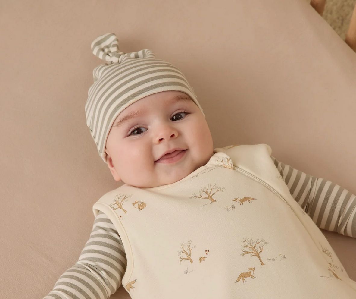 KNOTTED BABY HAT || FERN STRIPE