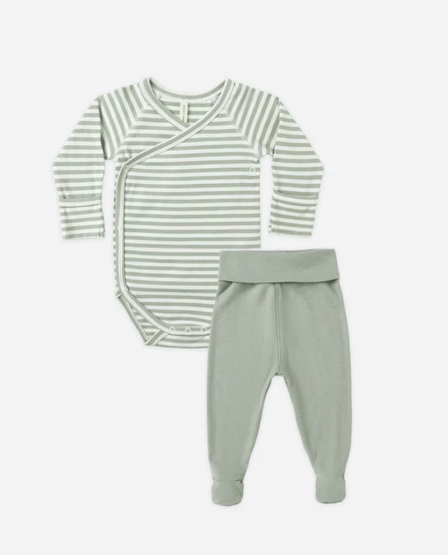 SIDE SNAP BODYSUIT + PANT SET || FERN STRIPE