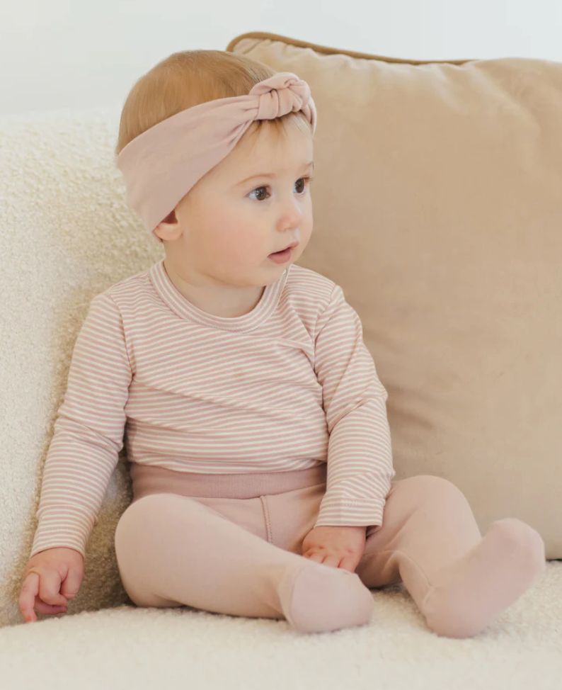 SIDE SNAP BODYSUIT + PANT SET || ROSE MICRO STRIPE
