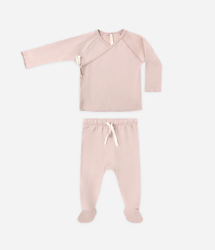 WRAP TOP + FOOTED PANT SET || ROSE