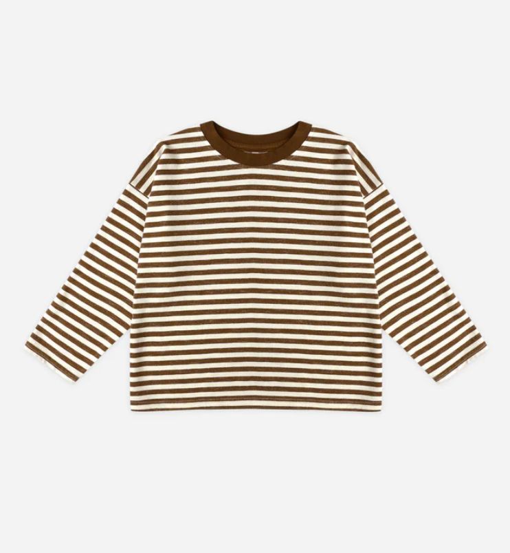 CAMDEN LONG SLEEVE TEE || BROWN STRIPE