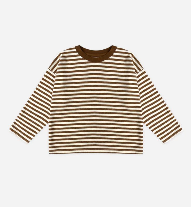 CAMDEN LONG SLEEVE TEE || BROWN STRIPE