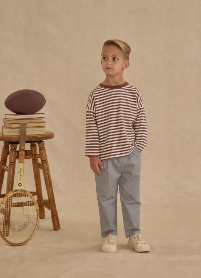 CAMDEN LONG SLEEVE TEE || BROWN STRIPE