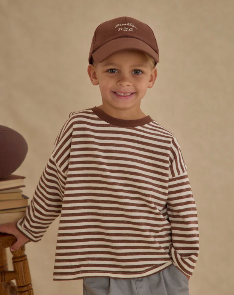 CAMDEN LONG SLEEVE TEE || BROWN STRIPE