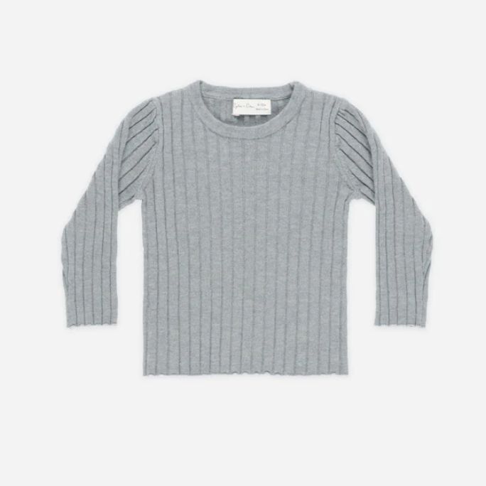LONG SLEEVE KNIT TOP || DUSTY BLUE