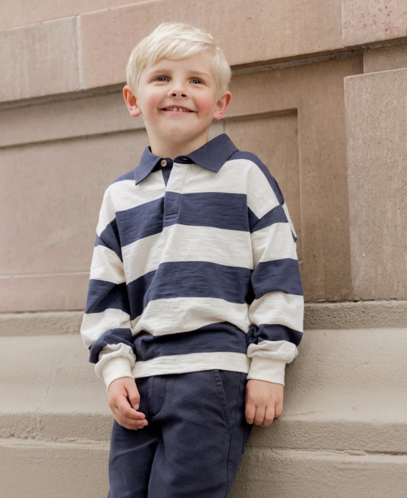 RUGBY POLO || NAVY STRIPE