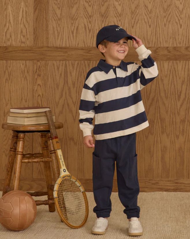 RUGBY POLO || NAVY STRIPE