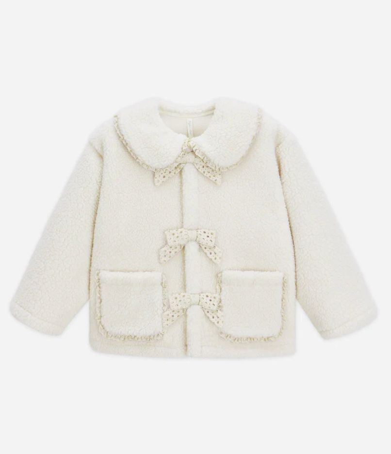 SHEARLING COLLARED COAT || NATURAL