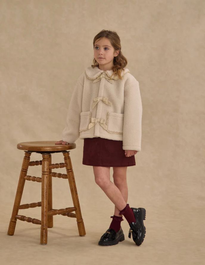 SHEARLING COLLARED COAT || NATURAL