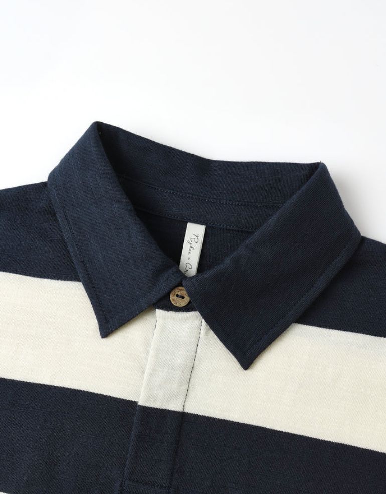 RUGBY POLO || NAVY STRIPE
