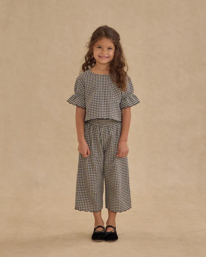WIDE LEG PANT || BLACK GINGHAM