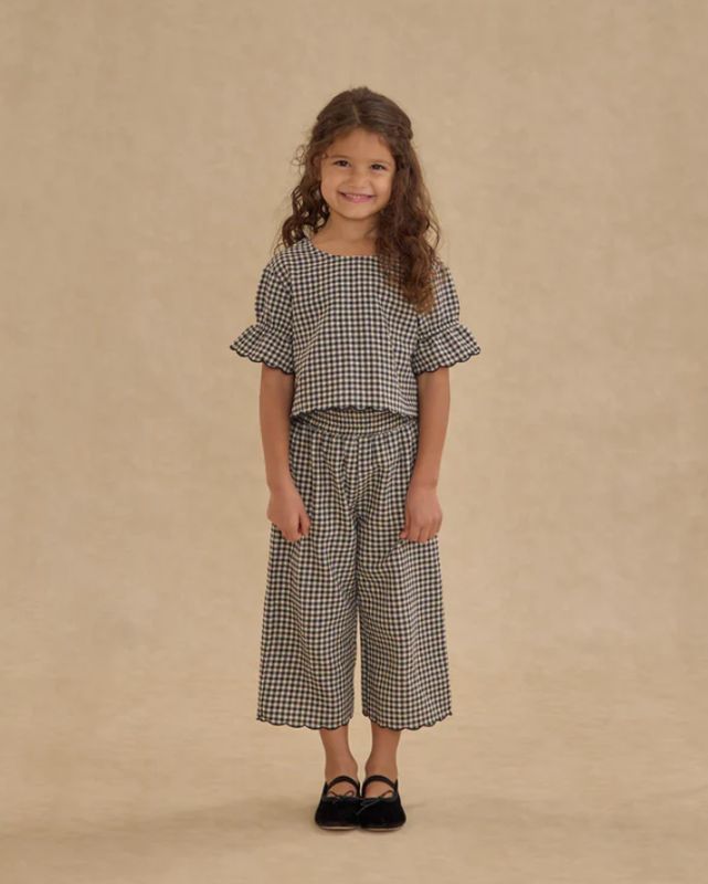 WIDE LEG PANT || BLACK GINGHAM