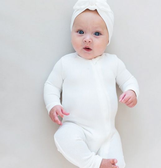 ribbed zip romper - cloud