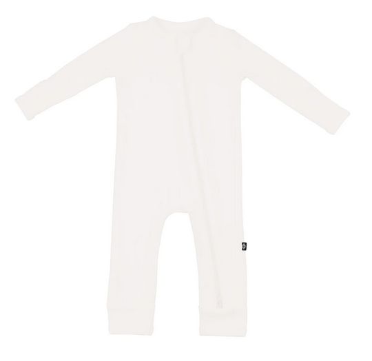 ribbed zip romper - cloud