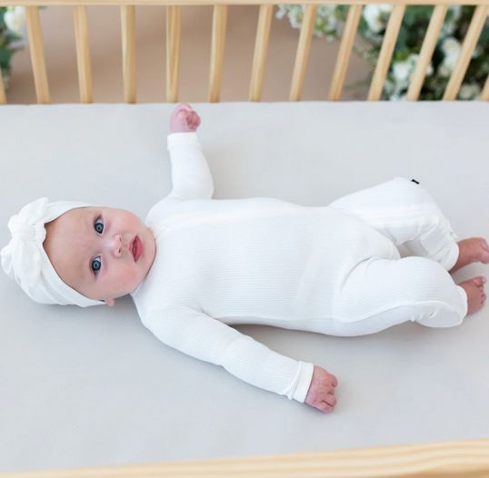 ribbed zip romper - cloud