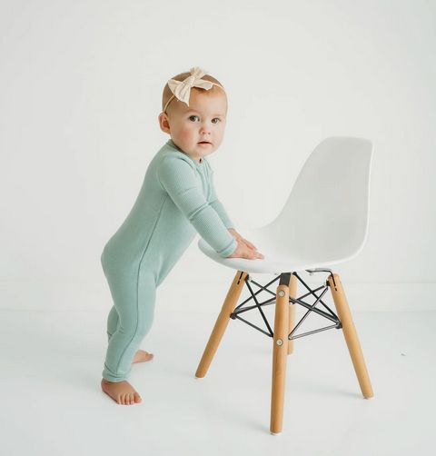 ribbed zip romper - sage