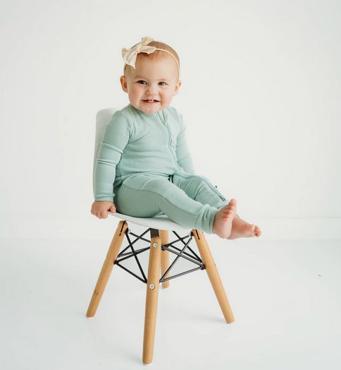ribbed zip romper - sage