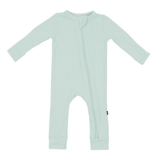 ribbed zip romper - sage