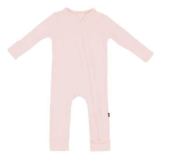 ribbed zip romper- blush