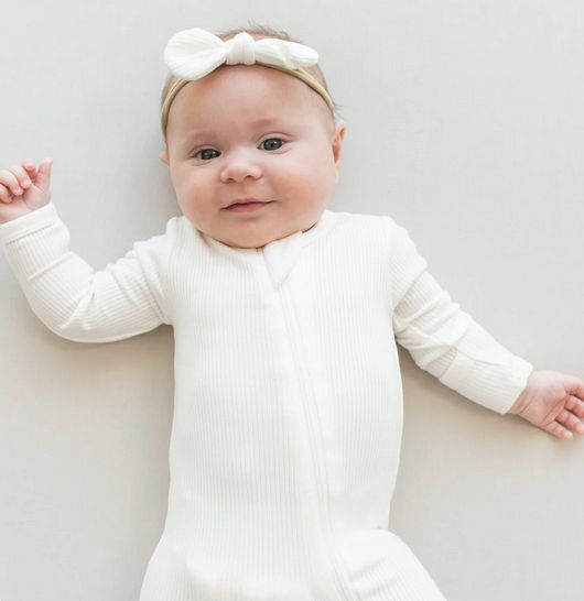 ribbed zippered footie- cloud