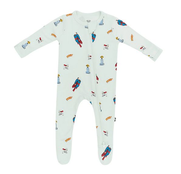 zippered footie superman