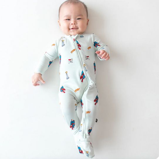 zippered footie superman