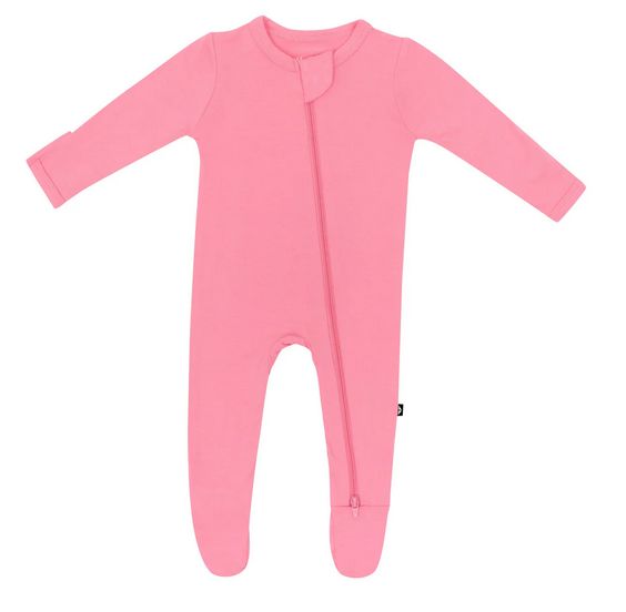 zippered footie- guava
