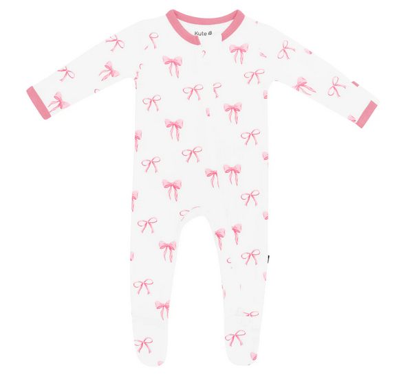 zippered footie - bow