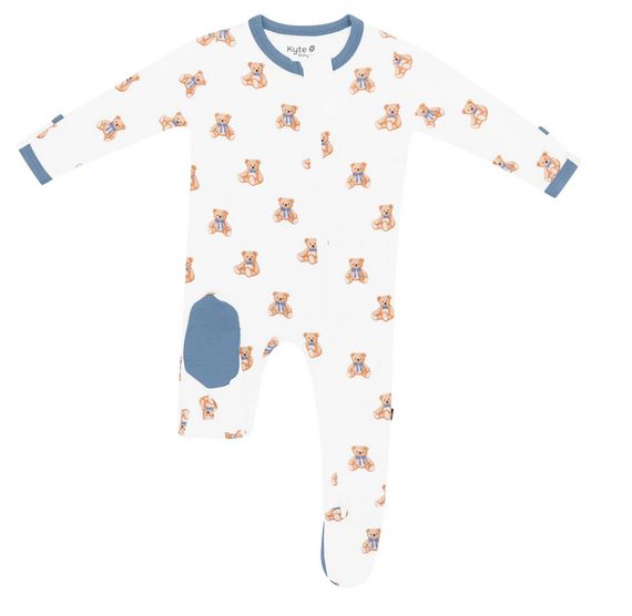 zippered footie - teddy bear