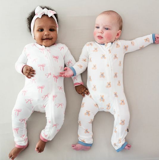zippered romper - bow