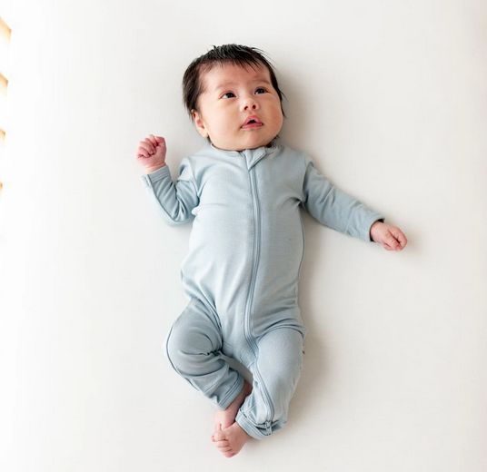 zippered romper - fog