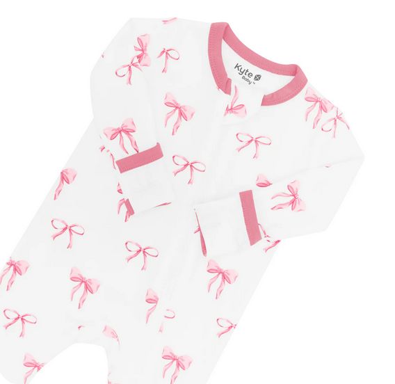 zippered romper - bow