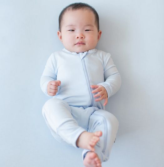 zippered romper - mist