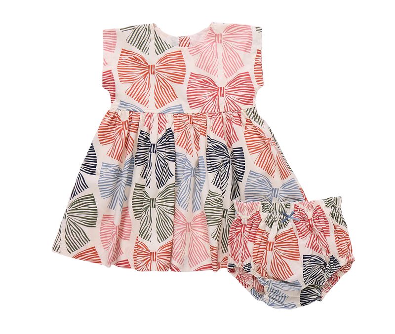 baby girls adaline dress set - multi striped bows
