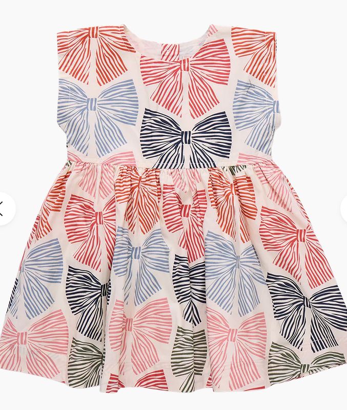 girls adaline dress - multi striped bows