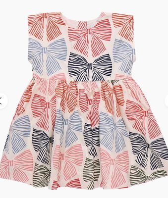 girls adaline dress - multi striped bows