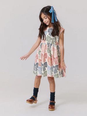 girls adaline dress - multi striped bows
