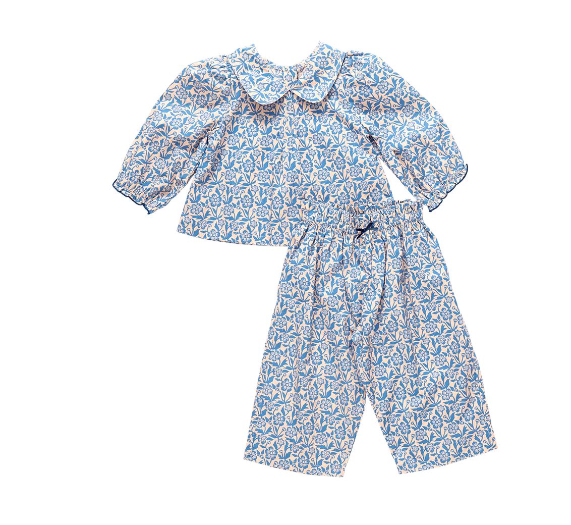 baby girls dawson 2-piece set - blue climbing floral