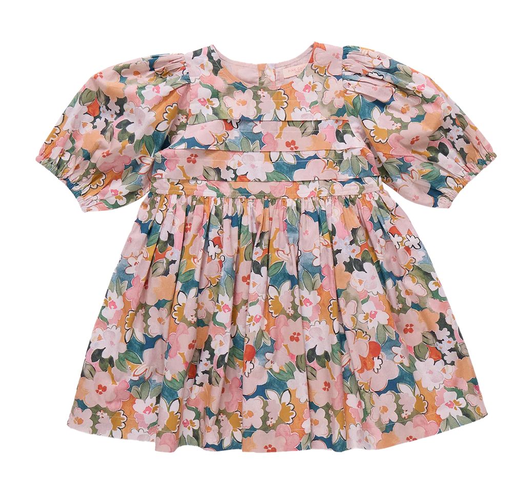 girls evelyn dress - watercolor floral