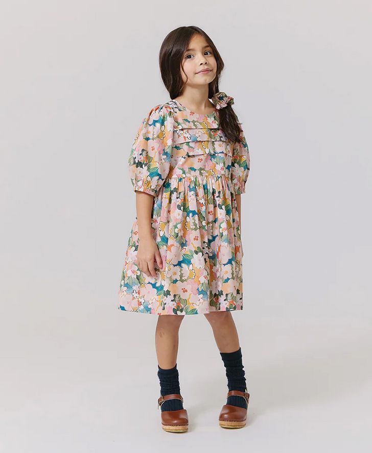 girls evelyn dress - watercolor floral